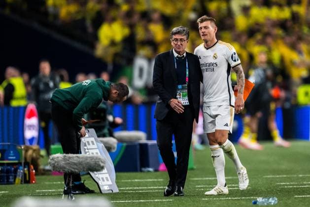 240601 Toni Kroos of Real Madrid during the UEFA Champions League final between Dortmund and Real Madrid on June 1, 2024 in London Photo Petter Arvidson BILDBYRAN kod PA PA0818 fotboll football soccer fotball champions league final dortmund real madrid bbeng bbauto  Copyright: PETTERxARVIDSON BB240601PA204