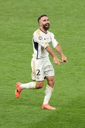 Daniel Carvajal of Real Madrid celebrates scoring a goal for their side to make it 1-0 Borussia Dortmund v Real Madrid, UEFA Champions League, Final, Football, Wembley Stadium, London, UK - 01 June 2024 EDITORIAL USE ONLY No use with unauthorised audio, video, data, fixture lists, club league logos or live services. Online in-match use limited to 120 images, no video emulation. No use in betting, games or single club league player publications.  Copyright: xPaulxCurrie Shutterstockx 14516316dc