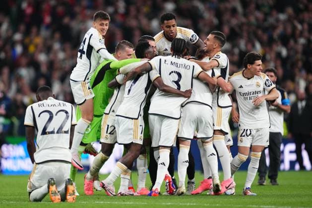ENG: Borussia Dortmund v Real Madrid. UEFA Champions League 2023-2024. Final Real Madrid players celebrating the victory during the UEFA Champions League Final match between Borussia Dortmund and Real Madrid played at Wembley Stadium on June 1, 2024 in London, England. kpng Copyright: xBaguxBlancox xPRESSINPHOTOx PS_240601_092