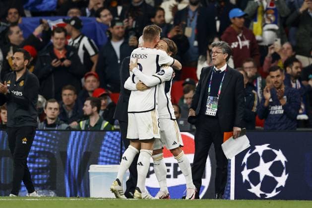 LONDON - (l-r) Toni Kroos of Real Madrid, Luka Modric of Real Madrid during the UEFA Champions League Final between Borussia Dortmund and Real Madrid at Wembley Stadium on June 1, 2024 in London, United Kingdom. ANP Hollandse Hoogte MAURICE VAN STEEN UEFA Champions League 2023 24 FINAL 2024 xVIxANPxSportx xVanxSteenxFotografiexIVx 500105361 originalFilename: 500105361.jpg