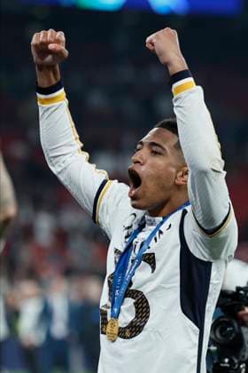 Borussia Dortmund v Real Madrid CF - UEFA Champions League Final 2023 24 Jude Bellingham of Real Madrid CF celebrates after winning the UEFA Champions League 2023 24 final match between Borussia Dortmund and Real Madrid CF at Wembley Stadium on June 1, 2024 in London, England. London Wembley Stadium England United Kingdom Copyright: xRichardxSellers Sportsphoto APLx 14039641