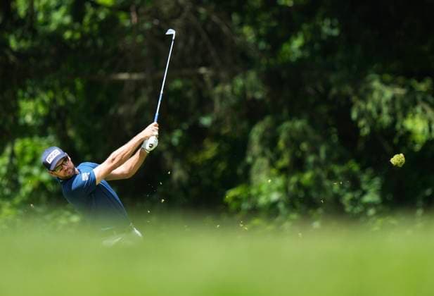 June 1, 2024, Hamilton, On, CANADA: Canadian Corey Conners hits his approach shot on the third hole during the Canadian Open in Hamilton, Ont., on Saturday, June 1, 2024. Canada News - June 1, 2024  - ZUMAc35_ 20240601_zaf_c35_098 Copyright: xNathanxDenettex