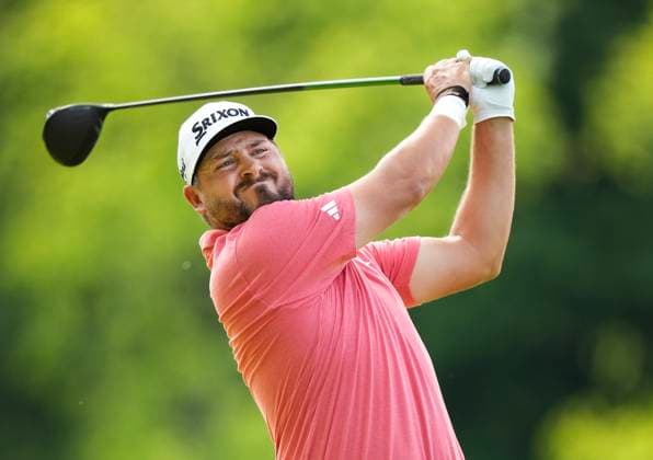 June 1, 2024, Hamilton, On, CANADA: Andrew Novak tees off on the fourth hole during the Canadian Open in Hamilton, Ont., on Saturday, June 1, 2024. Canada News - June 1, 2024  - ZUMAc35_ 20240601_zaf_c35_099 Copyright: xNathanxDenettex