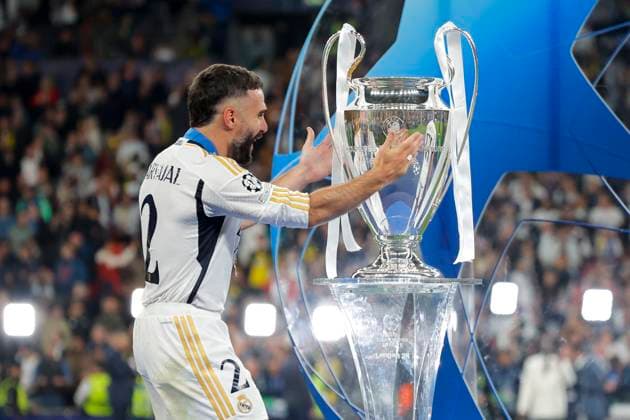 UEFA Champions League Final 2024 Borussia Dortmund Real Madrid London, England 20240601 Real Madrids Dani Carvajal after winning the Champions League Final against Borussia Dortmund at Wembley Stadium Photo Svein Ove Ekornesvag NTB London England EDITORIAL USE ONLY RESTRICTED USE FOR BETTING COMPANIES  Copyright: xSveinxOvexEkornesvagx xNTBx