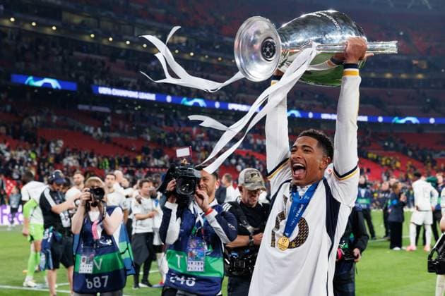 Jude Bellingham during during Champions League 2024 final game between Borussia Dortmund and Real Madrid at Wembley Stadium, London, United Kingdom (Maciej Rogowski) London Wembley Stadium United Kingdom Copyright: xMaciejxRogowskix final31052024-20