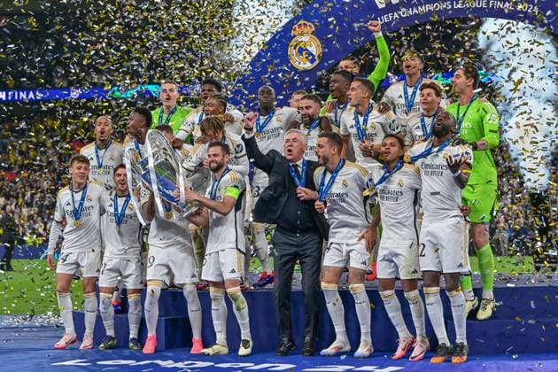 Real Madrid win the 2024 UEFA Champions League final, London, England London, England. 01st, June 2024. Nacho (6) and the players of Real Madrid can raise the trophy as winners of the 2024 UEFA Champions League final between Borussia Dortmund and Real Madrid at Wembley in London. London England  Copyright: xGonzalesxPhoto TommasoxFimianox