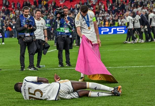 Real Madrid win the 2024 UEFA Champions League final, London, England London, England. 01st, June 2024. Nacho (6) and Antonio Rüdiger (22) of Real Madrid seen in celebration after winning the 2024 UEFA Champions League final between Borussia Dortmund and Real Madrid at Wembley in London. London England  Copyright: xGonzalesxPhoto TommasoxFimianox