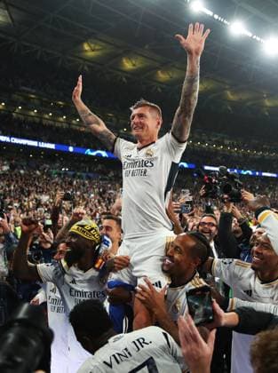 Borussia Dortmund v Real Madrid, London, UK - 1 Jun 2024 Toni Kroos of Real Madrid celebrates after the UEFA Champions League Final match between Borussia Dortmund and Real Madrid at Wembley Stadium, London on 1 June 2024 ( London Wembley Stadium London England Copyright: xMicahxCrook PPAUKx PPA-120015