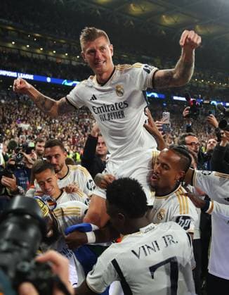 Borussia Dortmund v Real Madrid, London, UK - 1 Jun 2024 Toni Kroos of Real Madrid celebrates after the UEFA Champions League Final match between Borussia Dortmund and Real Madrid at Wembley Stadium, London on 1 June 2024 ( London Wembley Stadium London England Copyright: xMicahxCrook PPAUKx PPA-120017