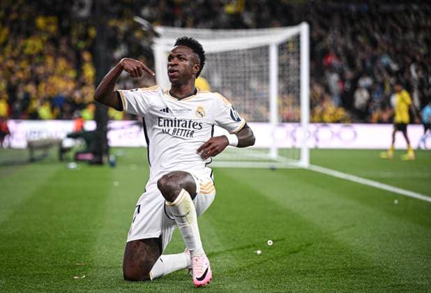 Football CHL FINAL 2023 2024 Final in London 01 06 2024 Borussia Dortmund Real Madrid JUBEL Real Madrid Goalscorer 0 2 Vinicius Junior