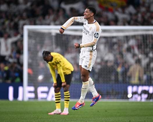 Football CHL FINAL 2023 2024 Final in London 01 06 2024 Borussia Dortmund Real Madrid CHEERS Real Madrid Jude Bellingham at the end of the match