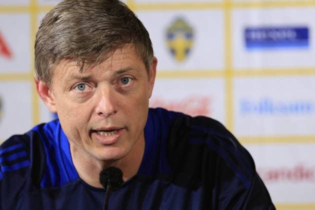 MALMÖ, SWEDEN 20240602 Jon Dahl Tomasson, the national football teams coach, holds a press conference at Eleda Stadium in Malmö ahead of the mens international match against Denmark on Wednesday, June 5 in Copenhagen MALMÖ SWEDEN x10600x  Copyright: xAndreasxHillergren TTx INFÖR LANDSKAMP DANMARK-SVERIGE