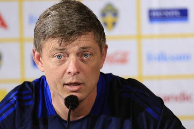 MALMÖ, SWEDEN 20240602 Jon Dahl Tomasson, the national football teams coach, holds a press conference at Eleda Stadium in Malmö ahead of the mens international match against Denmark on Wednesday, June 5 in Copenhagen MALMÖ SWEDEN x10600x  Copyright: xAndreasxHillergren TTx INFÖR LANDSKAMP DANMARK-SVERIGE