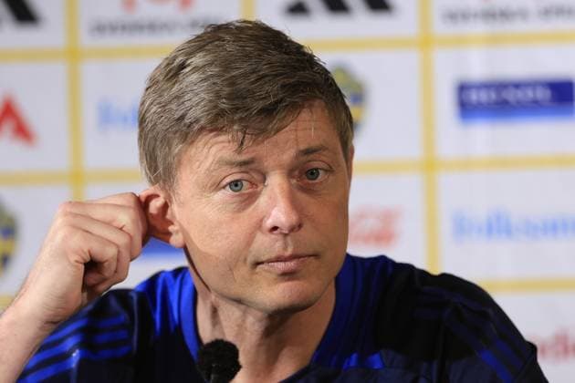 MALMÖ, SWEDEN 20240602 Jon Dahl Tomasson, the national football teams coach, holds a press conference at Eleda Stadium in Malmö ahead of the mens international match against Denmark on Wednesday, June 5 in Copenhagen MALMÖ SWEDEN x10600x  Copyright: xAndreasxHillergren TTx INFÖR LANDSKAMP DANMARK-SVERIGE