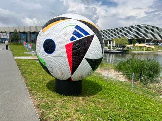 Ball Football love of EURO24 at the entrance to the media center and Home Ground Herzo Base 02 06 2024 German national team EM preparation, Home Ground World of Adidas, Herzogenaurach