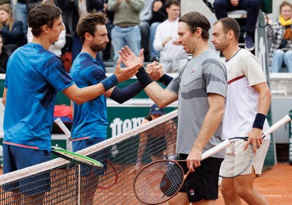 Belgian Joran Vliegen and Belgian Sander Gille pictured after a tennis match between Belgian pair Gille Vliegen and Australian-Russian pair Peers Safiullin, in the second round of the men s doubles, at the Roland Garros French Open tennis tournament, in Paris, France, Sunday 02 June 2024. This year s tournament takes place from 26 May to 09 June. BENOITxDOPPAGNE  x93832466x