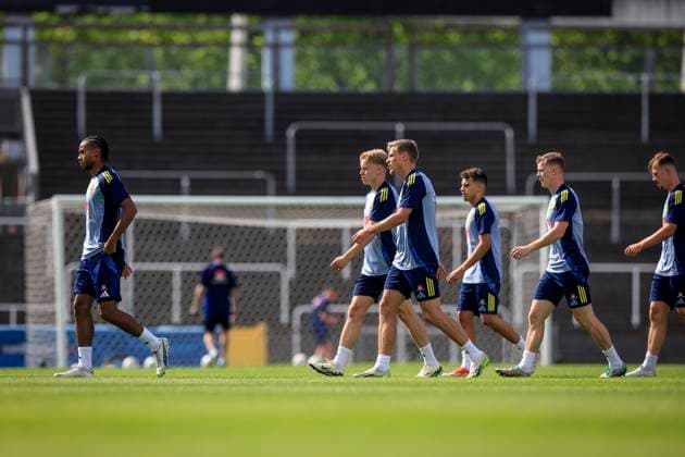 MALMÖ, SWEDEN 20240602 The mens national football team is training at Eleda Stadium in Malmö ahead of the international match against Denmark on Wednesday, June 5 in Copenhagen MALMÖ SWEDEN x10600x  Copyright: xAndreasxHillergren TTx TRÄNING INFÖR LANDSKAMP DANMARK-SVERIGE