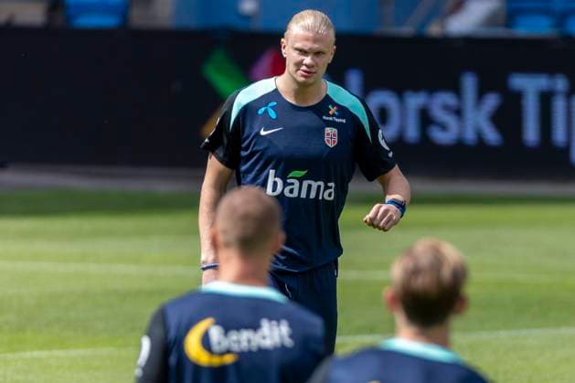 A national football team Oslo 20240602 Erling Braut Haaland during the mens national teams training session at Ullevaal Stadium on Sunday ahead of the international matches against Kosovo and Denmark Photo Frederik Ringnes NTB Oslo Norway EDITORIAL USE ONLY RESTRICTED USE FOR BETTING COMPANIES  Copyright: xFrederikxRingnesx xNTBx