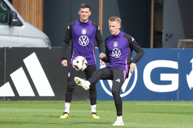 Chris Führich Germany Germany , Pascal Groß Germany Germany Herzo Base 02 06 2024 Training Germany, Home Ground World of Adidas, Herzogenaurach