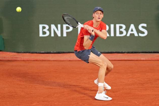 2nd June 2024; Roland Garros, Paris, France; 2024 French Open Tennis tournament, Day 8; Jannik Sinner (ita) in action during the quarter final against Corentin Moutet (fra)  ActionPlus12650510 JonxBromley