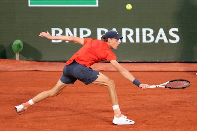 2nd June 2024; Roland Garros, Paris, France; 2024 French Open Tennis tournament, Day 8; Jannik Sinner (ita) in action during the quarter final against Corentin Moutet (fra)  ActionPlus12650512 JonxBromley