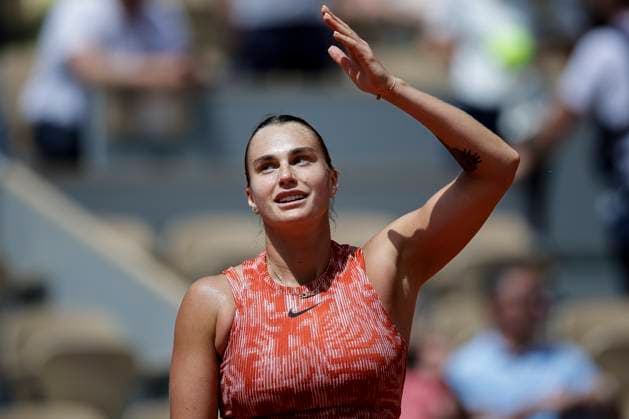 Aryna Sabalenka celebrates after winning her match against Emma Navarro of United States during Women™s Single Round of 16 of 2024 French Open Day 9 at Roland Garros on June 3, 2024 in Paris, France Photo by JustPictures Paris Roland Garros France Copyright: x x2024xEurasiaxSportxImagesx jp-en-EuSpIm-AB4_Roland_Garros_03Jun2024_PR147