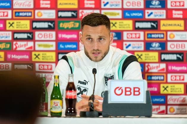 SOCCER - AUT vs SRB, test match VIENNA,AUSTRIA,03.JUN.24 - SOCCER - OEFB International Friendly, Länderspiel, Nationalmannschaft match, Austria vs Serbia, preview, press conference, PK, Pressekonferenz Team AUT. Image shows Marko Arnautovic (AUT). GEPAxpictures xJohannesxFriedl