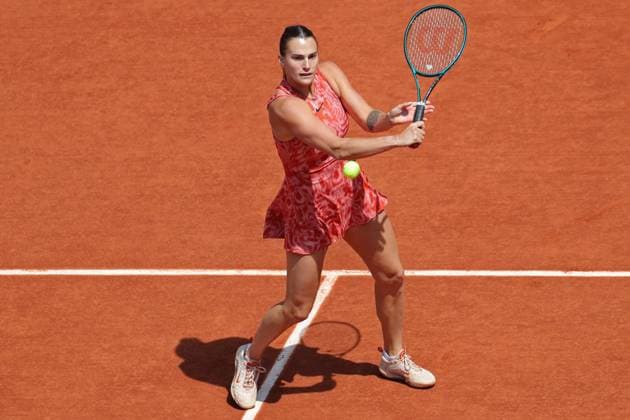 3rd June 2024; Roland Garros, Paris, France; 2024 French Open Tennis tournament, Day 9; Aryna Sabalenka (blr) looks to cut the ball in her round of 16 match to Emma Navarro (usa) in her round of 16 match  ActionPlus12650645 JonxBromley