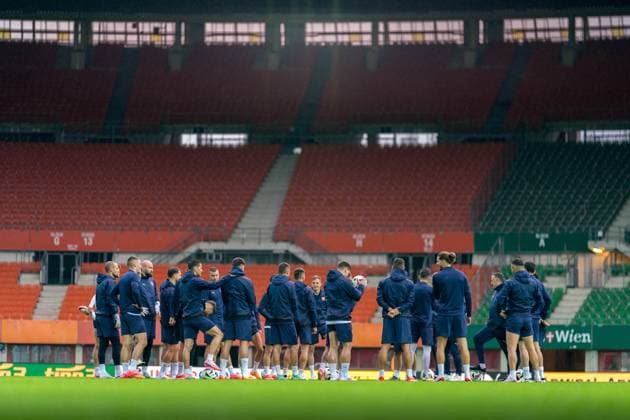 SOCCER - AUT vs SRB, test match VIENNA,AUSTRIA,03.JUN.24 - SOCCER - OEFB International Friendly, Länderspiel, Nationalmannschaft match, Austria vs Serbia, preview, training Team SRB. Image shows the team of SRB.  GEPAxpictures xJohannesxFriedl