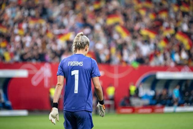 Rostock, Germany 31 May 2024 Womens international match European Championship Qualification 2024 Germany vs Poland In the picture Torhueter Merle Frohms Germany DFB regulations prohibit any use of photographs as image sequences and or quasi video Copyright: xFotostandx xVoelkerx