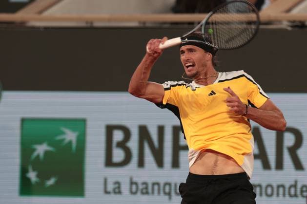 3rd June 2024; Roland Garros, Paris, France; 2024 French Open Tennis tournament, Day 9; Alexander Zverev during his match against Holger Rune (den)  ActionPlus12650721 JonxBromley
