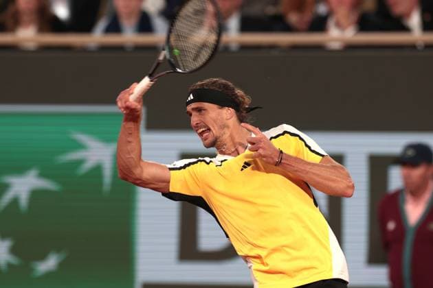 3rd June 2024; Roland Garros, Paris, France; 2024 French Open Tennis tournament, Day 9; Alexander Zverev during his match against Holger Rune (den)  ActionPlus12650719 JonxBromley