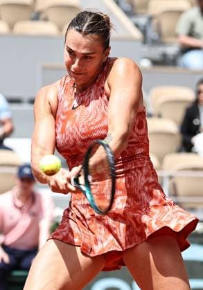 Aryna Sabalenka, BLR, during fourth round of 2024 French Open at Roland Garros, Paris, 03 06 2024