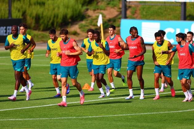 Portugal national football team, Selecao, training 03 06 2024, warm up, preparation for the European Championship 2024 , Copyright: FernandoxSoares