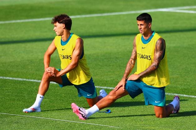 Portugal national football team, Selecao, Training 03 06 2024,warm up, preparation for the European Championship 2024 , Joao Fí lix Portugal , Joao Cancelo Portugal Copyright: FernandoxSoares
