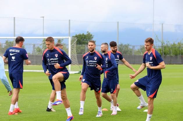 Croatia National Football Team - Training Session Mario Pasalic, Marko Pjaca and Josip Stanisic of Croatia during training session of the Croatian national football team at the HNK Rijeka stadium in Rijeka, Croatia, on June 4, 2024. as part of preparations for the UEFA EURO, EM, Europameisterschaft,Fussball 2024. GoranxKovacic PIXSELL