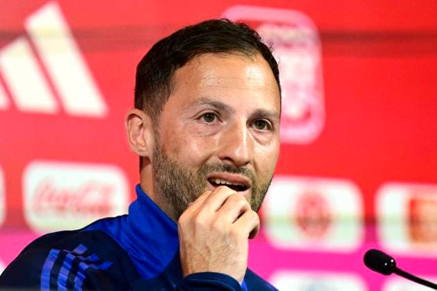 Media Activities of the Belgian National Football team - 20240604 TUBIZE, BELGIUM - JUNE 04 : Tedesco Domenico head coach of Belgium pictured during a press conference, PK, Pressekonferenz prior to the UEFA EURO, EM, Europameisterschaft,Fussball 2024 European Football Championship at the Belgian National Football center on June 04, 2024 in Tubize, Belgium, 04 06 2024 Tubize Belgium  Copyright: xPeterxDexVoechtx