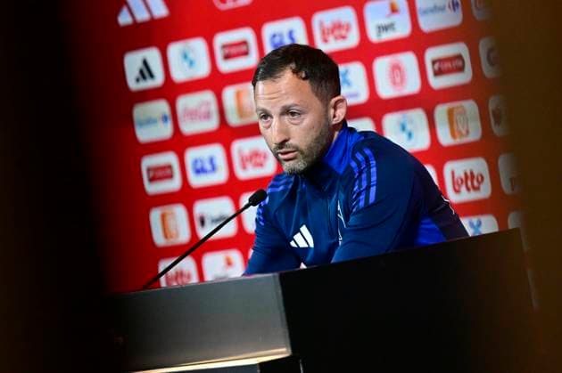 Media Activities of the Belgian National Football team - 20240604 TUBIZE, BELGIUM - JUNE 04 : Tedesco Domenico head coach of Belgium pictured during a press conference, PK, Pressekonferenz prior to the UEFA EURO, EM, Europameisterschaft,Fussball 2024 European Football Championship at the Belgian National Football center on June 04, 2024 in Tubize, Belgium, 04 06 2024 Tubize Belgium  Copyright: xPeterxDexVoechtx