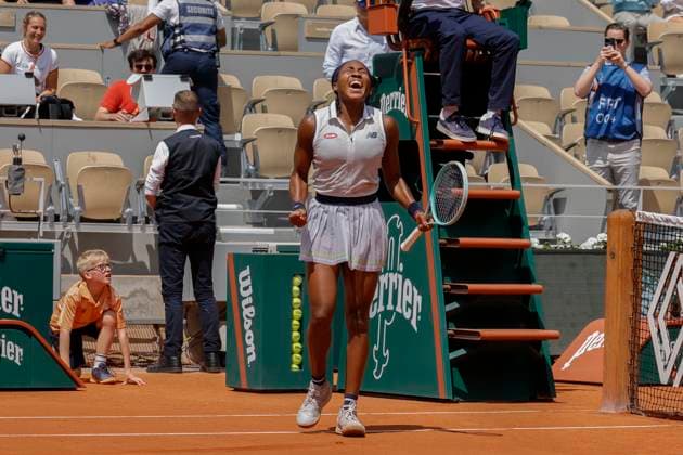 June 4, 2024, Paris, Paris, France: June 3, 2024, Paris, Paris,Coco Gauf (USA) celebrating her victory during the tennis Grand Slam of Roland Garros 2024, day 10, match between Coco Gauf (USA) and Ons Jabeur (TUN) at Roland Garros Stadium - on jjune 4 2024.Paris - France Paris France - ZUMAb253 20240604_zsp_b253_054 Copyright: xLoicxBaratouxx