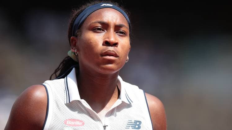 4th June 2024; Roland Garros, Paris, France; 2024 French Open Tennis tournament, Day 10; Coco Gauff (USA) stays focused during her match against Ons Jabeur (TUN)  ActionPlus12650722 JonxBromley