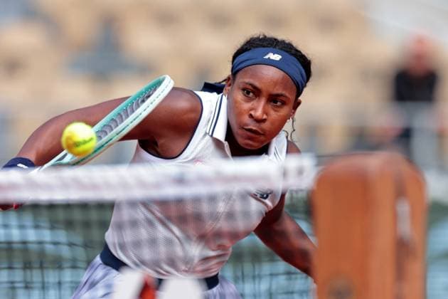 4th June 2024; Roland Garros, Paris, France; 2024 French Open Tennis tournament, Day 10; Coco Gauff (USA) comes to the net against Ons Jabeur (TUN)  ActionPlus12650734 JonxBromley