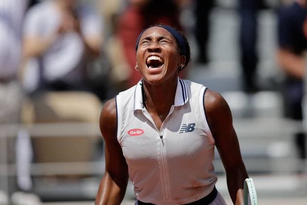 04 06 2024, Tennis, French Open 2024 Roland Garros, FRA, Paris, Women™s Singles Court Philippe Chatrier QUARTERFINALS Picture from left Coco Gauff USA cheering, screaming with joy Copyright: HMBxMedia AntonioxBorga