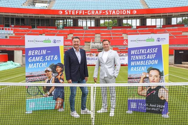 Edwin Weindorfer CEO of the e motion group and Bartosz Wojszins founder of the ecotrans Group , Press conference Ecotrans Ladies Open WTA 500, Berlin, LTTC Rot Weiß , 04 06 2024,