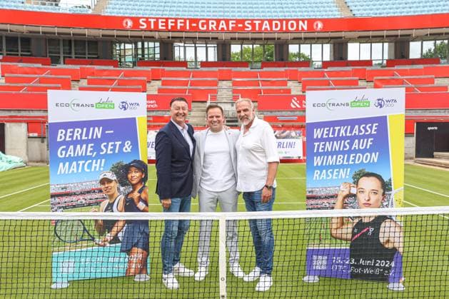 Edwin Weindorfer CEO of the e motion group , Bartosz Wojszins founder of the ecotrans Group and Markus Zoecke, press conference Ecotrans Ladies Open WTA 500, Berlin, LTTC Rot Weiß , 04 06 2024,