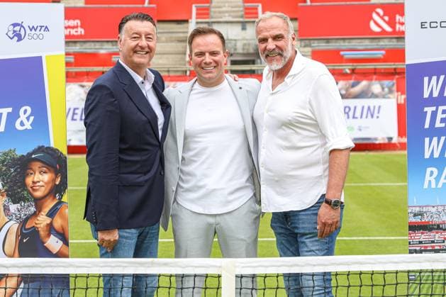 Edwin Weindorfer CEO of the e motion group , Bartosz Wojszins founder of the ecotrans Group and Markus Zoecke, press conference Ecotrans Ladies Open WTA 500, Berlin, LTTC Rot Weiß , 04 06 2024,