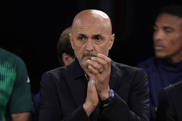 Italy s Headcoach Luciano Spalletti during the national anthem during the Friendly Matches 2024 between Italy and Turkiye at Renato Dall& x2019;Ara Stadium - Soccer - Bologna, Italy - Tuesday June 4, 2024  Copyright: xMassimoxPaolone LaPressex