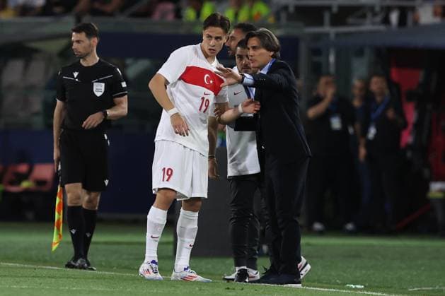 UEFA EUROPEAN FRIENDLY MATCH ITALY VS TURKEY IN BOLOGNA Bologna, Italy 4.06.2024: Kenan YÄ±ldÄ±z of Turky, Vncenzo Montella coach Italy during Uefa European friendly football match Italy vs Turkey at Stadio Renato Dall™Ara in Bologna. BOLOGNA DALL ARA italy italy Copyright: xmarcoxiacobucci