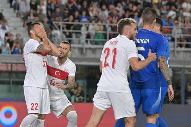 4th June 2024; Stadio Renato Dall Ara, Bologna, Italy; International Football Friendly, Italy versus Turkey; Kaan Ayhan of Turkey misses a clear scoring chance  ActionPlus12650953 AllxShotxLive