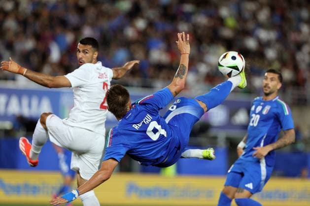UEFA EUROPEAN FRIENDLY MATCH ITALY VS TURKEY IN BOLOGNA Bologna, Italy 4.06.2024: Mateo Retegui of Italy in reversed during Uefa European friendly football match Italy vs Turkey at Stadio Renato Dall™Ara in Bologna. BOLOGNA DALL ARA italy italy Copyright: xmarcoxiacobucci