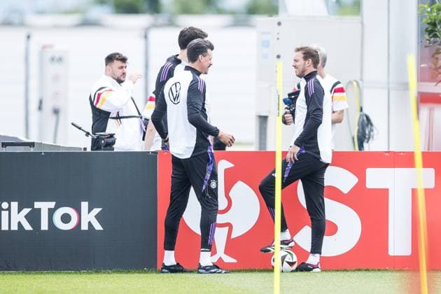 Training camp preparation UEFA EURO 2024 Germany 05 06 2024 Sandro Wagner Co Coach Germany and Julian Nagelsmann Coach Germany Training camp preparation UEFA EURO 2024 Germany Training HerzoBase, Herzogenaurach on 05 06 2024 Copyright: xBEAUTIFULxSPORTS Wunderlx